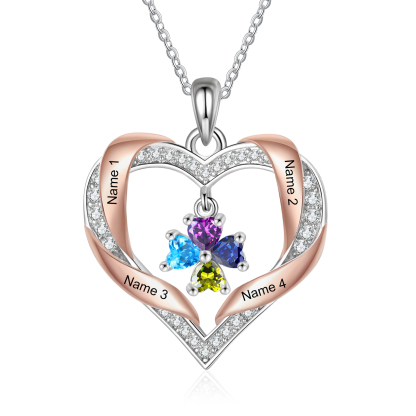 Personalised Two-Tone Birthstone Heart Necklace