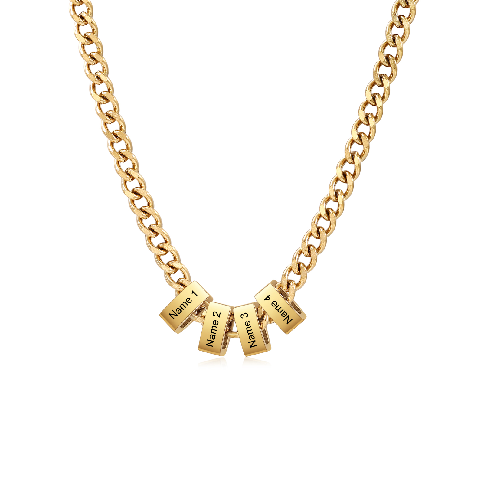 Personalised Cuban Link Chain Necklace for Men with 1 to 6 Names