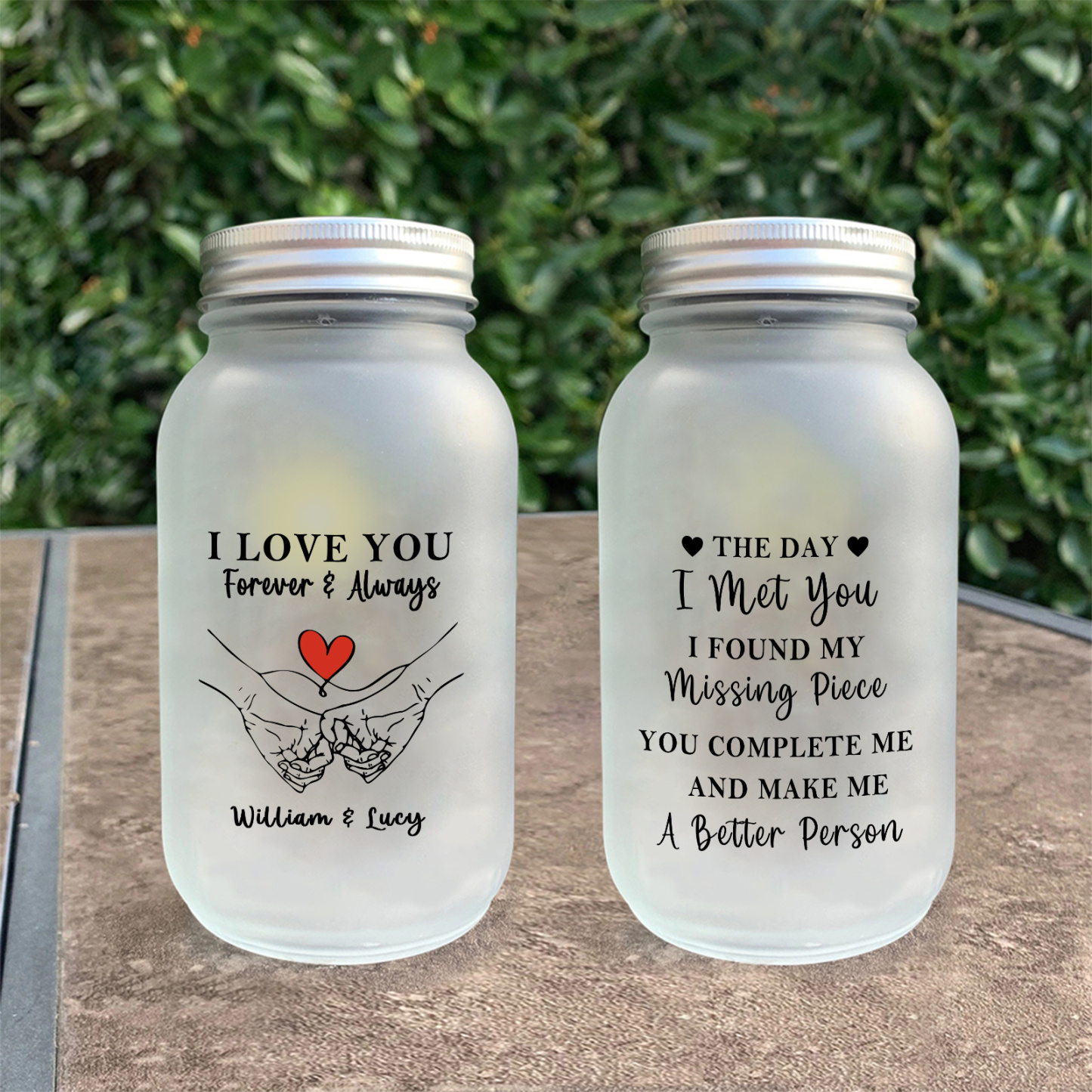 Personalised Mason Jar Light Solar Light Bottle - The day I met you