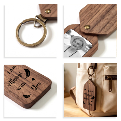 Personalised Wooden Photo Keyring Memorial Gift