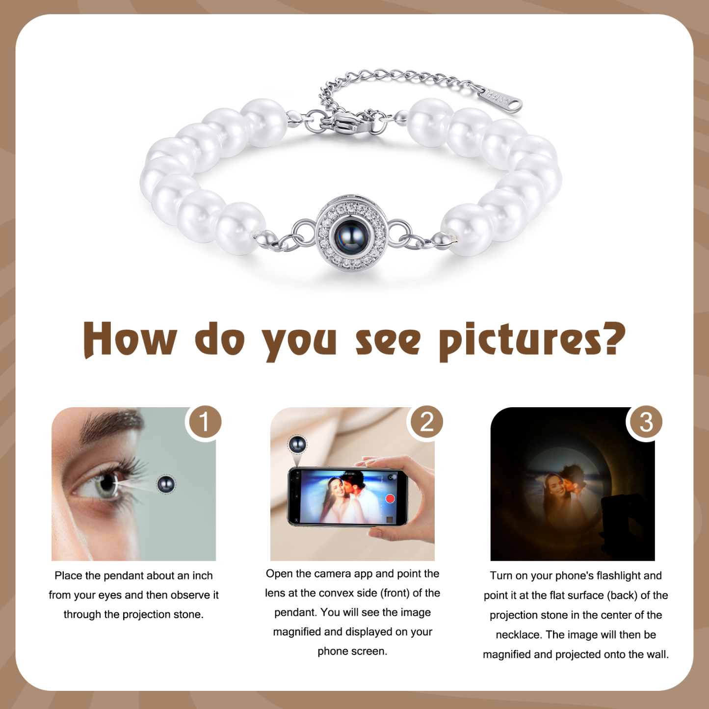 Personalised Photo Projection Pearl Bracelet