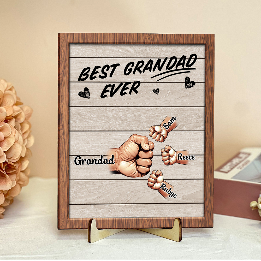 Personalised Fist Bump Plaque Custom 2-9 Names Wood Sign Unique Gift for Dad Grandad | Jessemade
