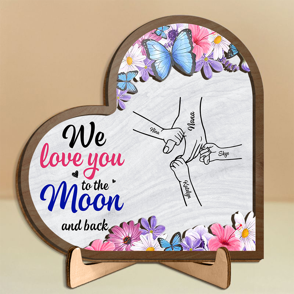 Personalised Wooden Plaque - Floral Butterflies for Mum/Nan