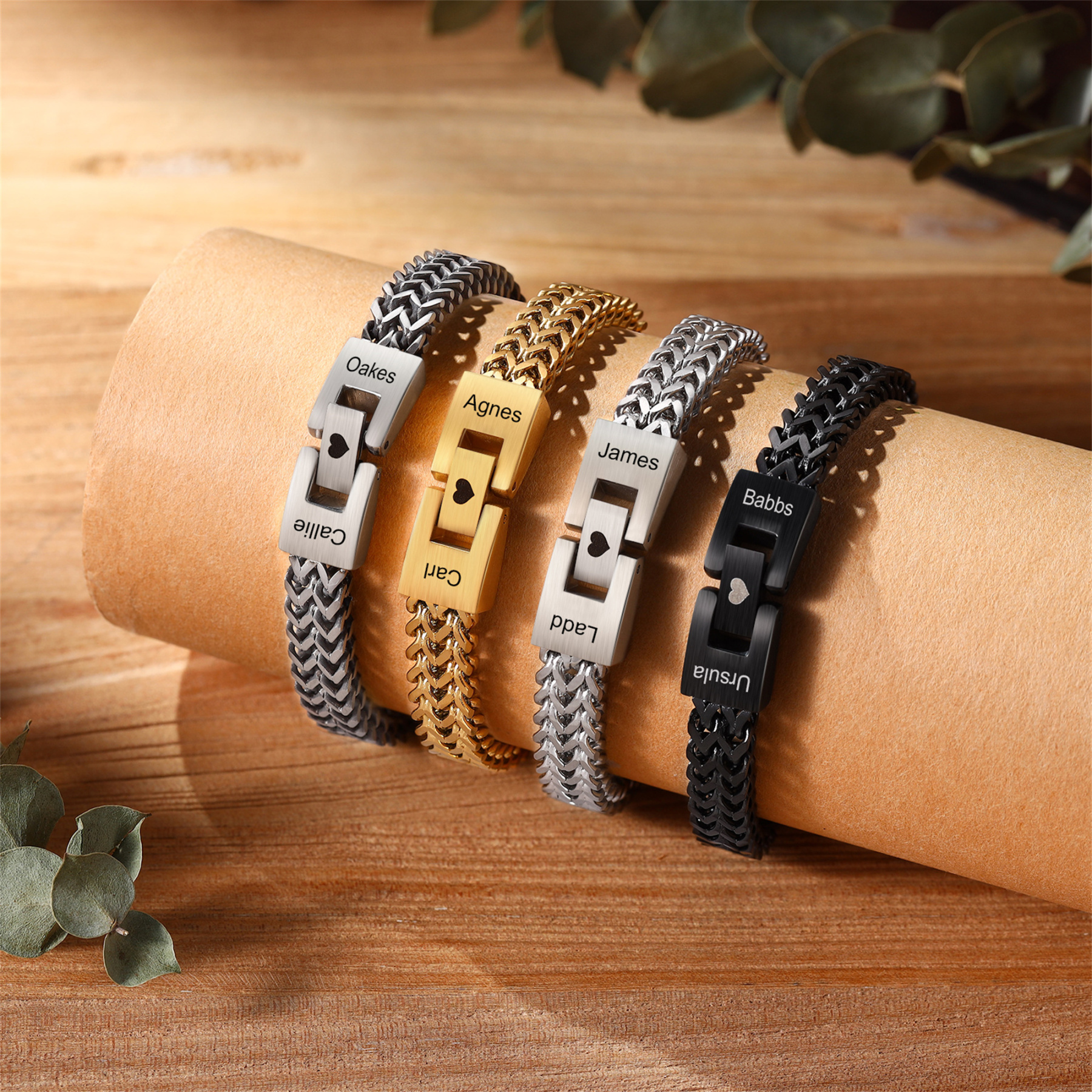 Personalised Men's Stainless Steel Cuban Link Bracelet with Name