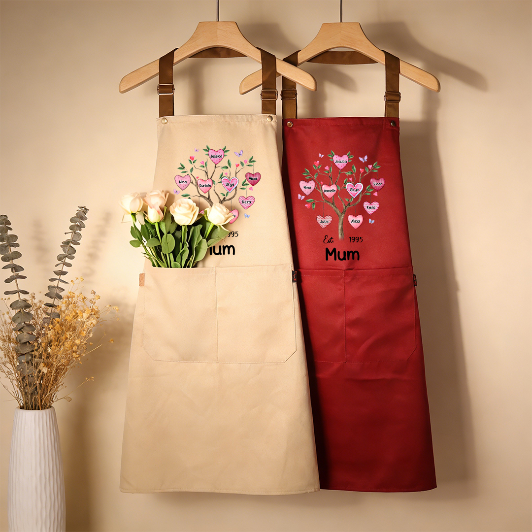 Personalised Mum Family Tree Apron with Pocket