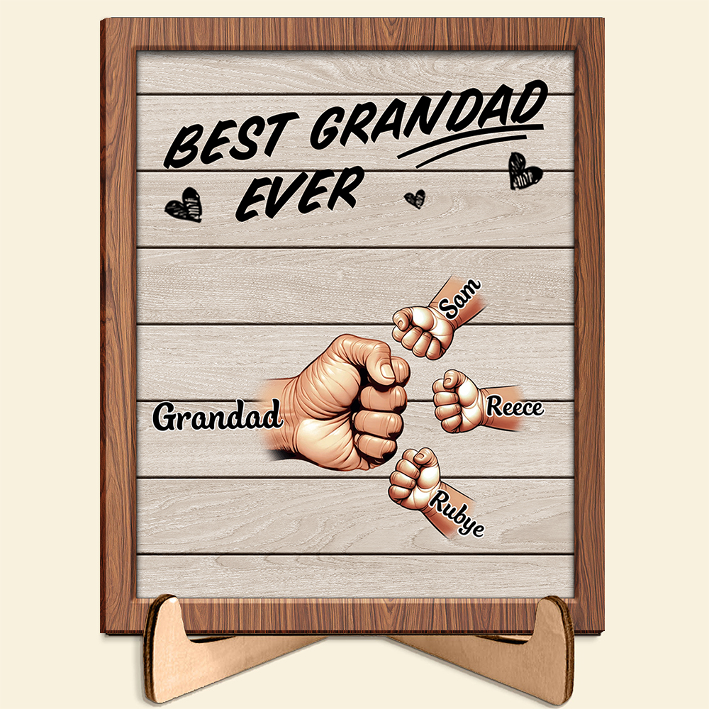 Personalised Fist Bump Plaque Custom 2-9 Names Wood Sign Unique Gift for Dad Grandad | Jessemade