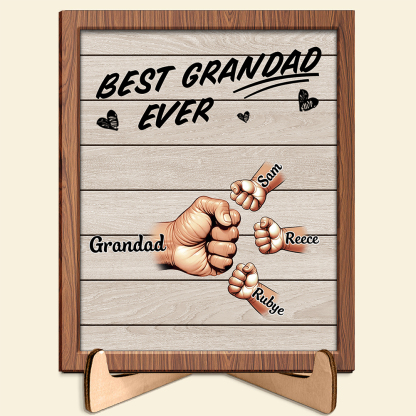 Personalised Fist Bump Plaque Custom 2-9 Names Wood Sign Unique Gift for Dad Grandad | Jessemade