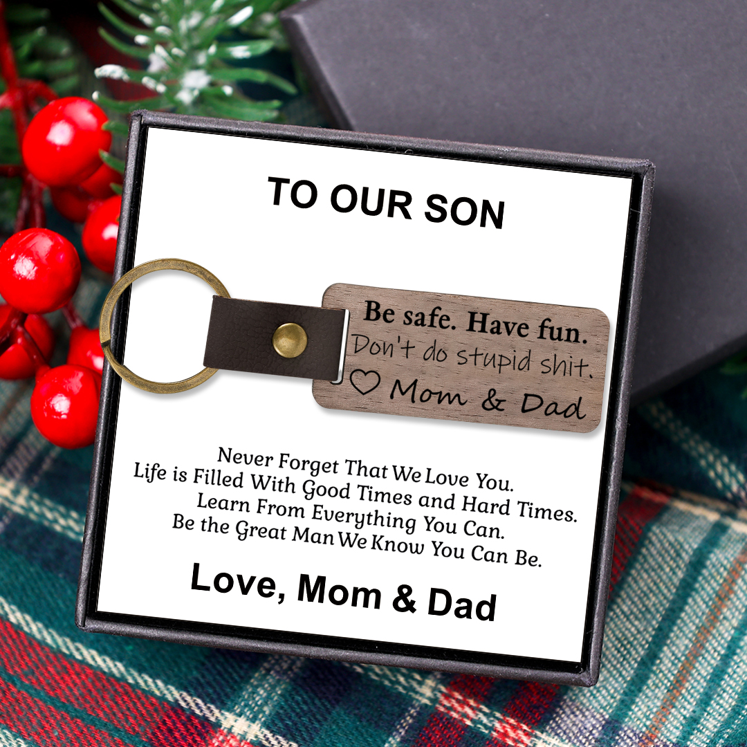 Don't Do Stupid Funny Wooden Keychain Drive Safe Have Fun Keychain Teenager Gift Set For Son/Daughter-Jessemade AU