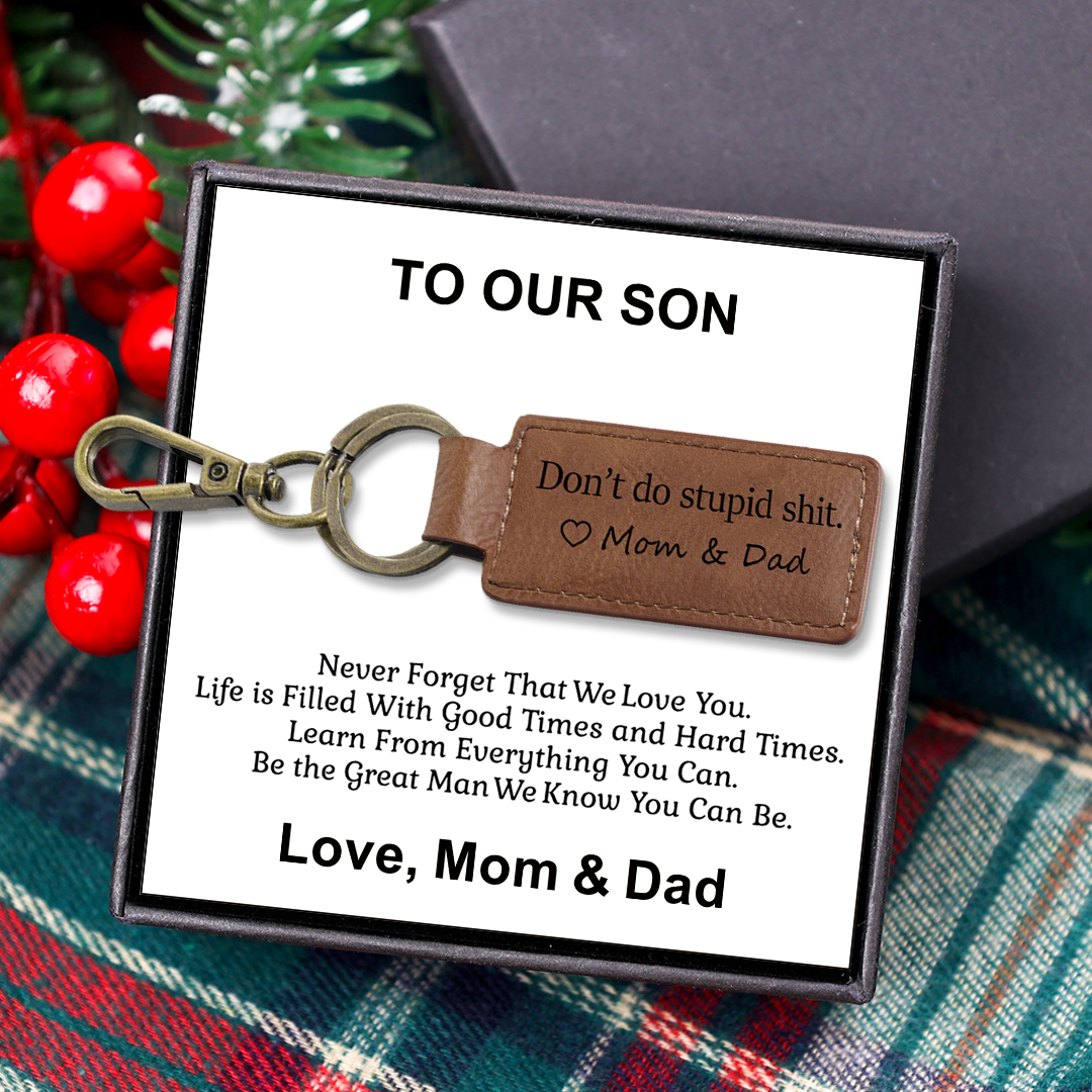 Don't Do Stupid Funny Leather Keychain Drive Safe Have Fun Keychain Teenager Gift Set For Son/Daughter-Jessemade AU