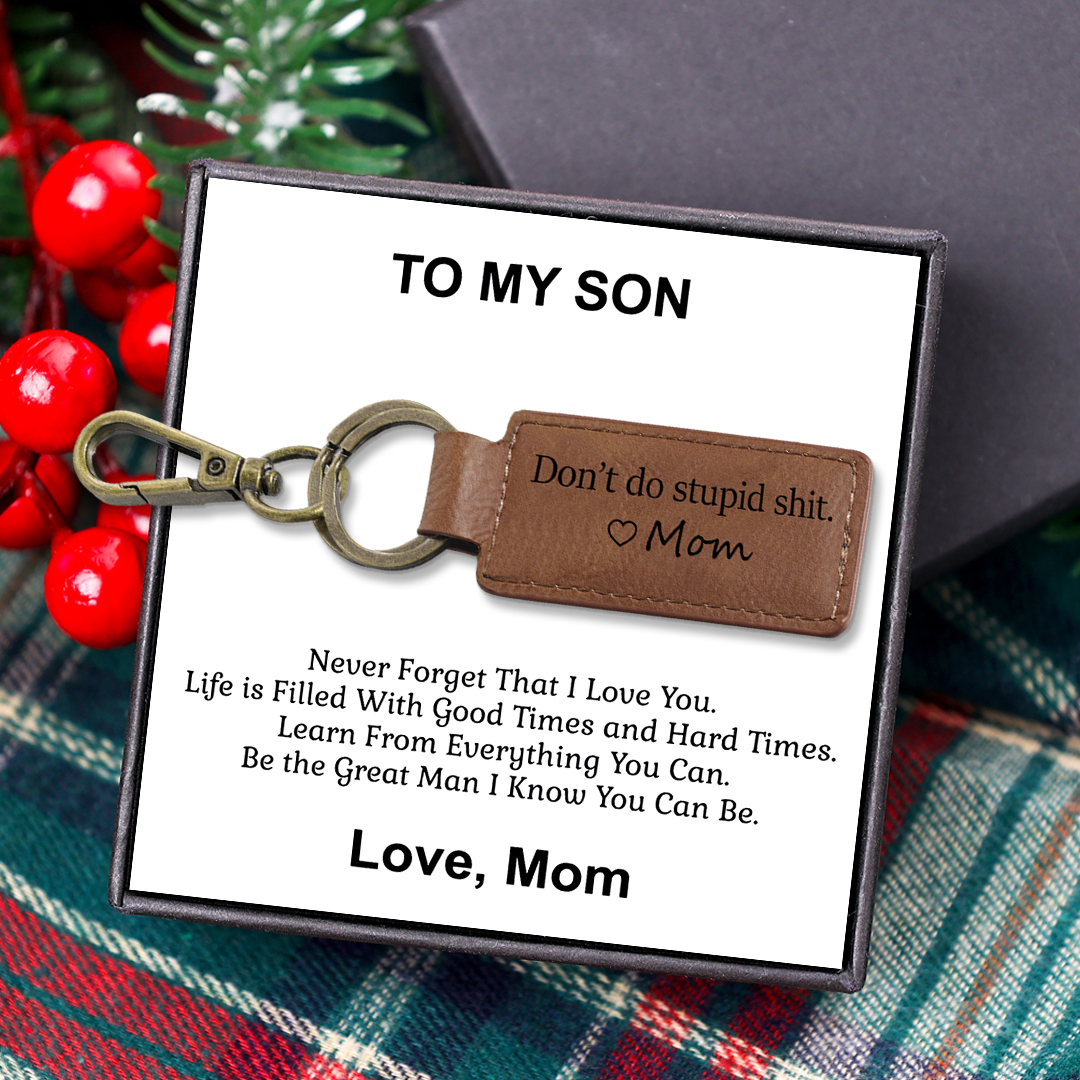 Don't Do Stupid Funny Leather Keychain Drive Safe Have Fun Keychain Teenager Gift Set For Son/Daughter-Jessemade AU