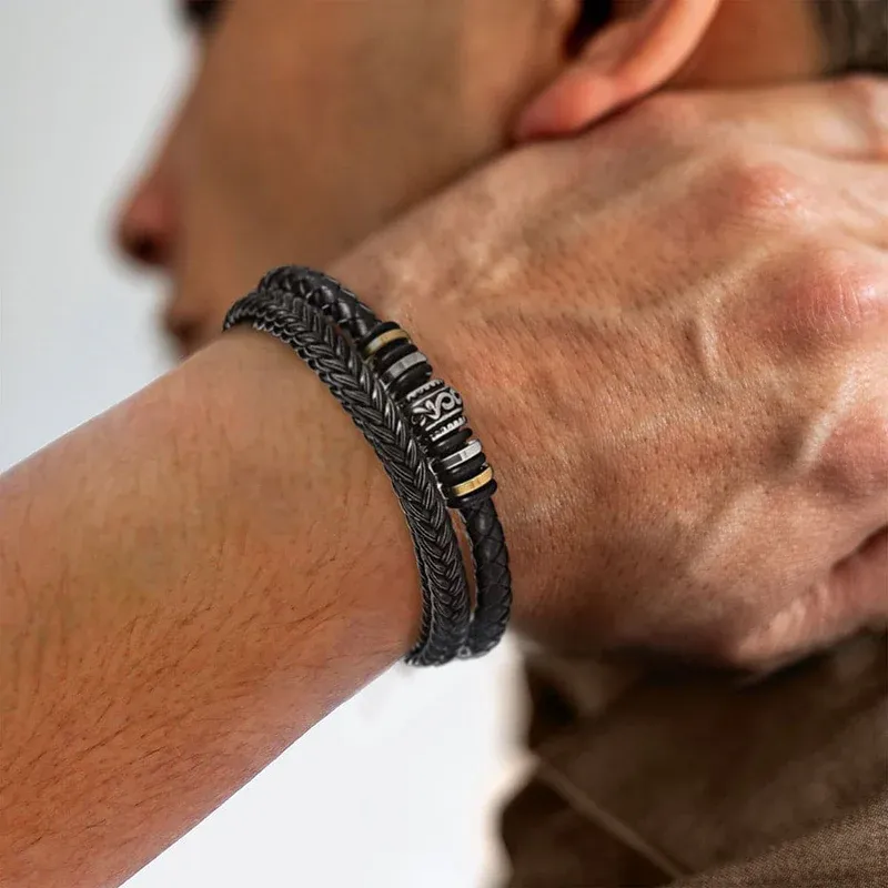 To My Grandson Braided Leather Bracelet "I Can Promise To Love You"Inspirational Gifts For Grandson