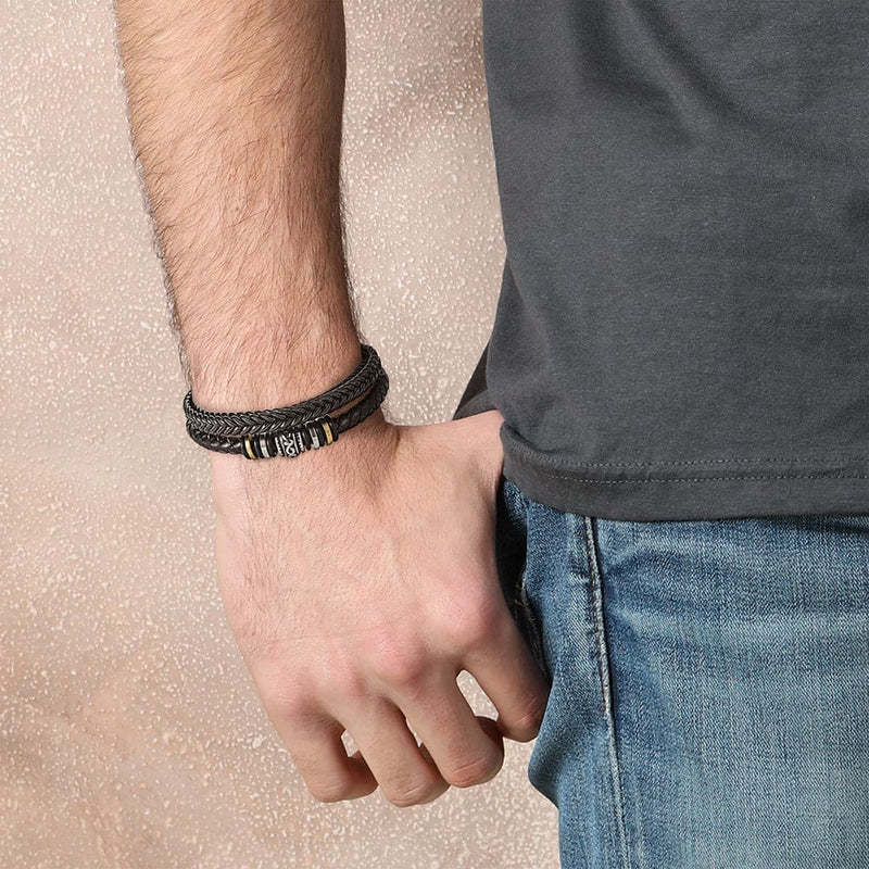 To My Grandson Braided Leather Bracelet "I Can Promise To Love You"Inspirational Gifts For Grandson
