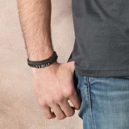 To My Grandson Braided Leather Bracelet "I Can Promise To Love You"Inspirational Gifts For Grandson