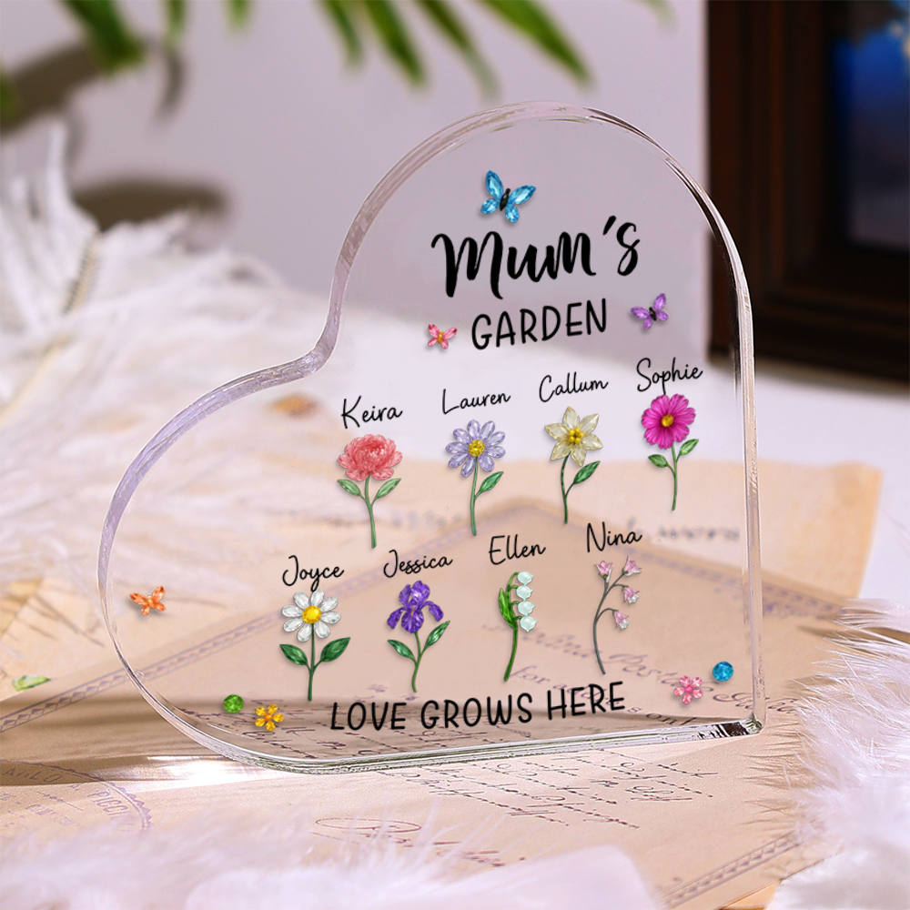 Personalised Acrylic Family Flowers Plaque for Mum Nanny