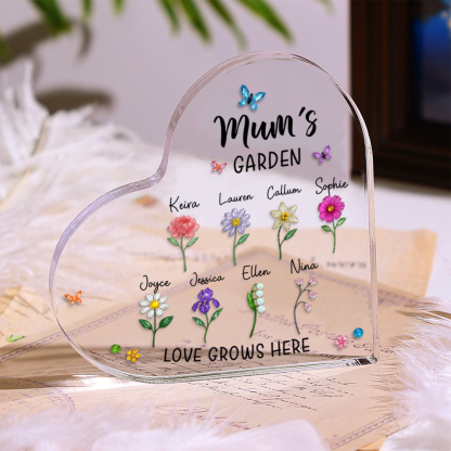Personalised Acrylic Family Flowers Plaque for Mum Nanny