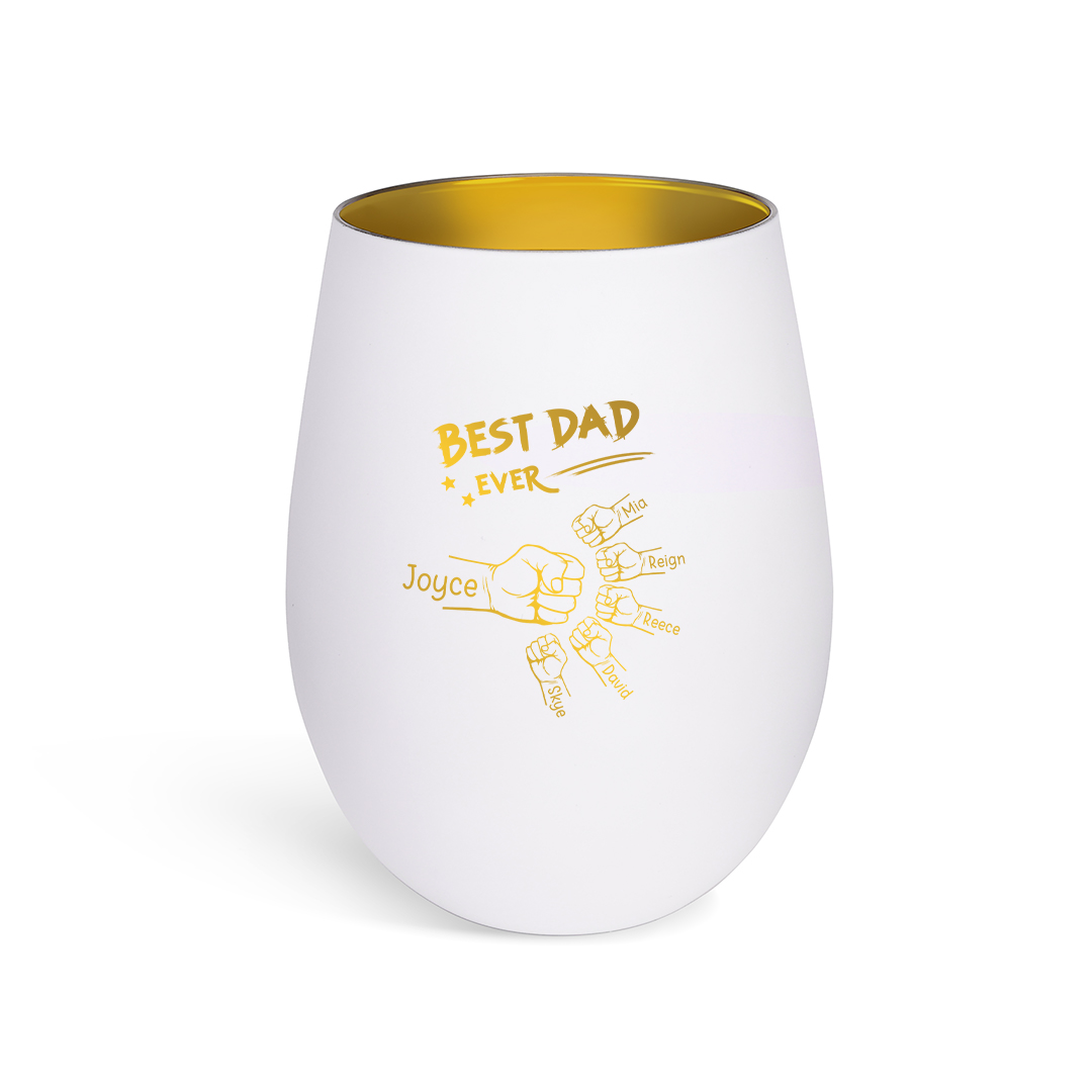 Personalised Glass Candle Holder – Best Dad Ever – Customised with 2–7 Fist Bumps and Names