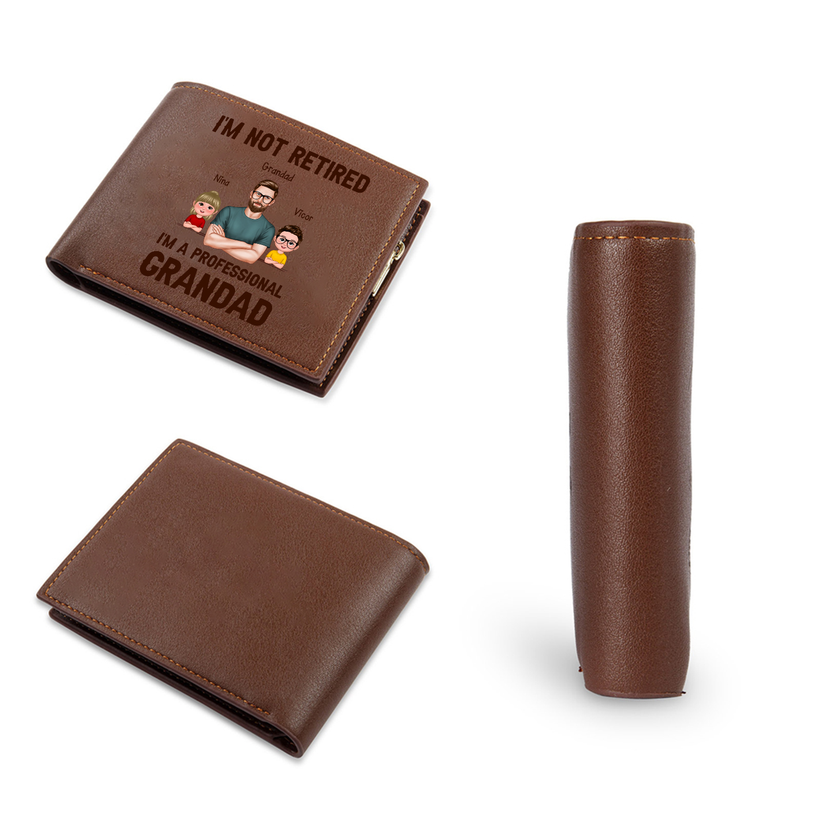 Personalised PU leather wallet, "I'm a professional grandad"