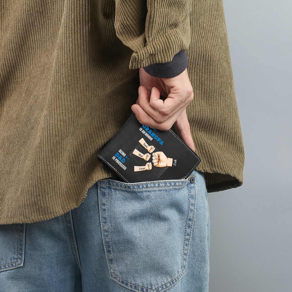 Customisable Black Wallet - Fists for Dad/Grandpa