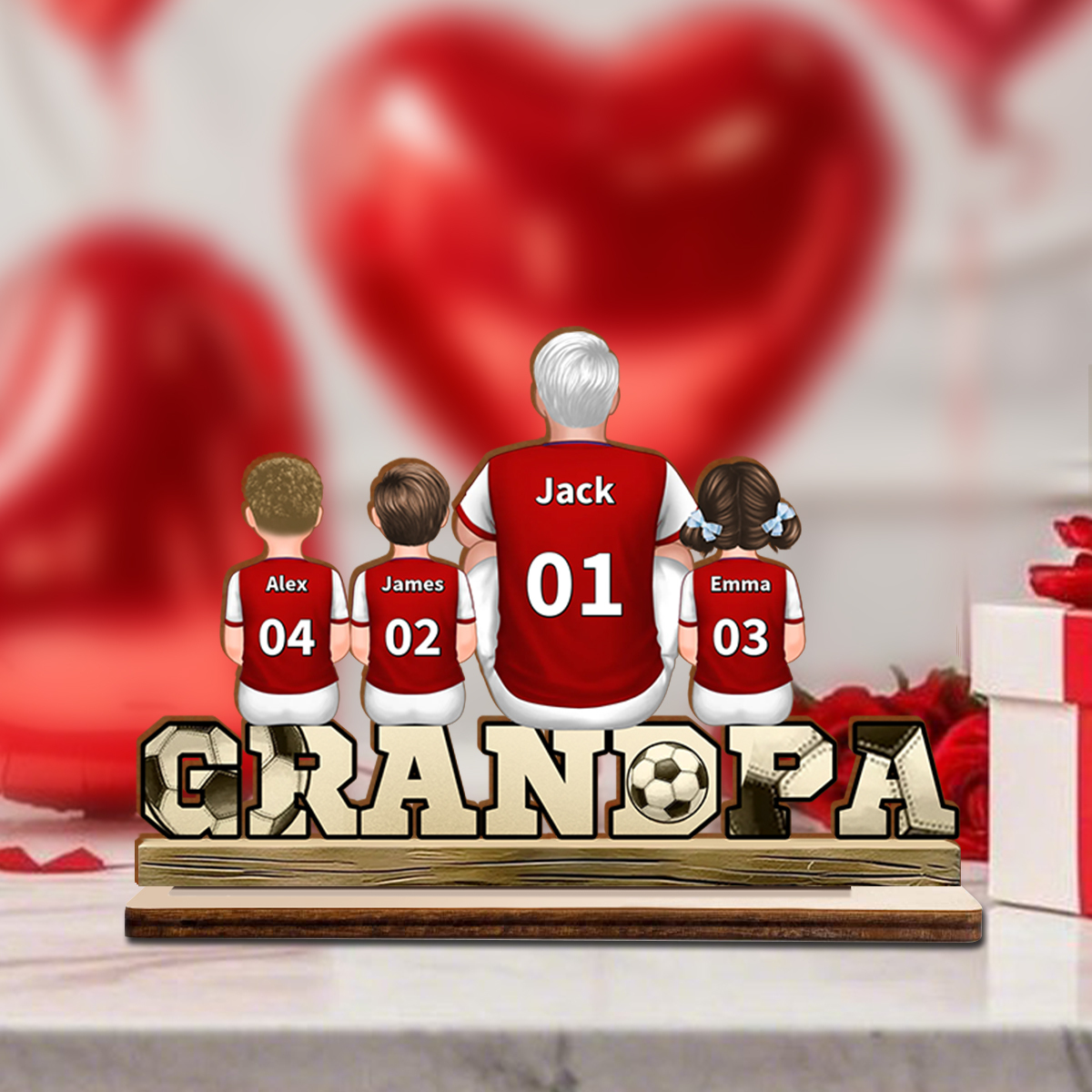 To my Grandpa - Personalised Wooden Football Decoration with 2-5 Names and Children | Grandfather’s Day Gifts | Jessemade