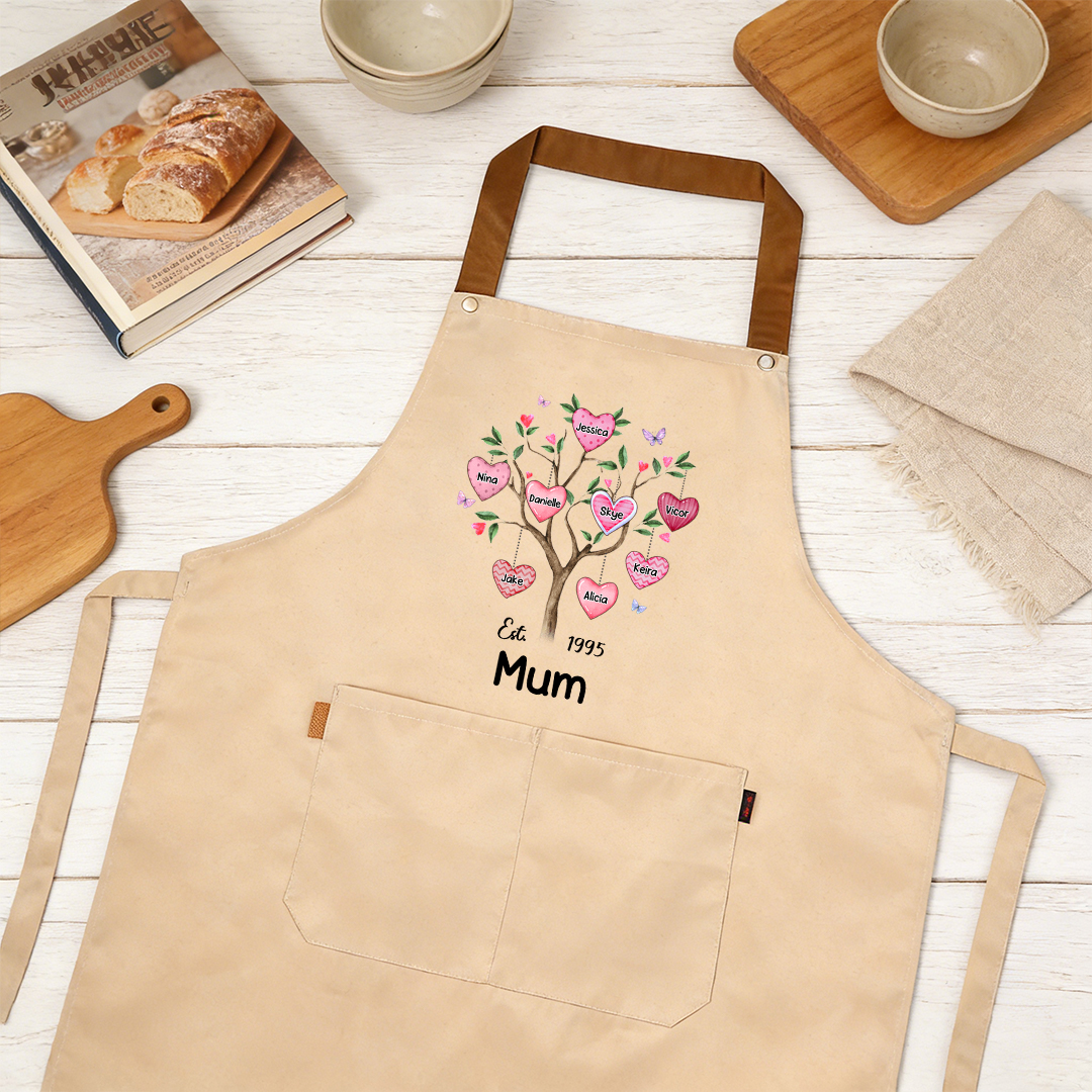 Personalised Mum Family Tree Apron with Pocket