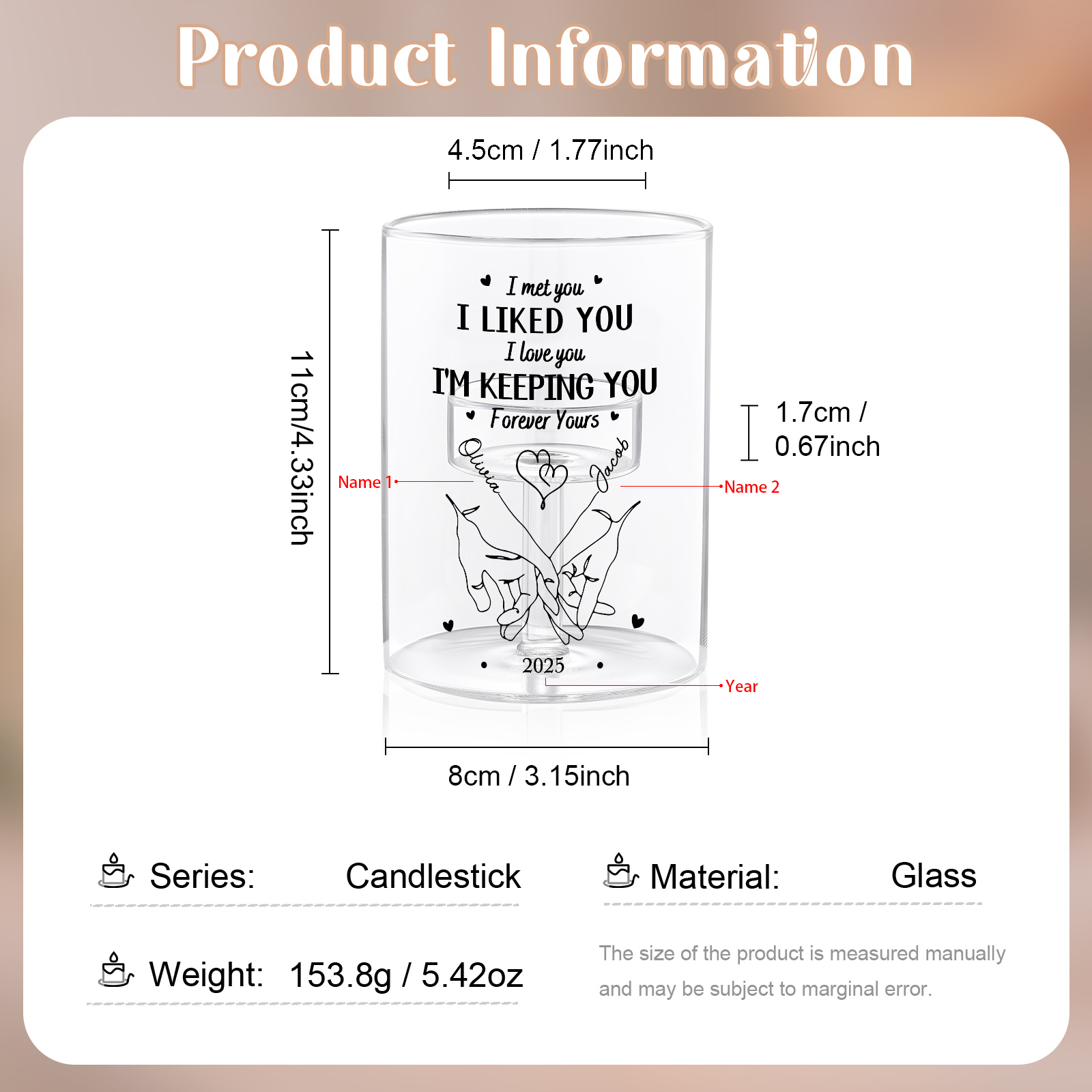 Personalised Pinky Promise Couple Candle Holder