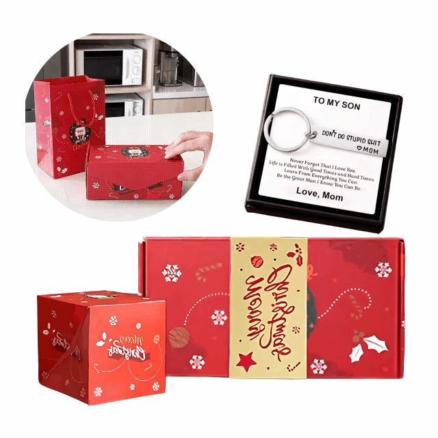 Don't Do Stupid Funny Keychain Surprise Gift Box Set for Son and Daughter