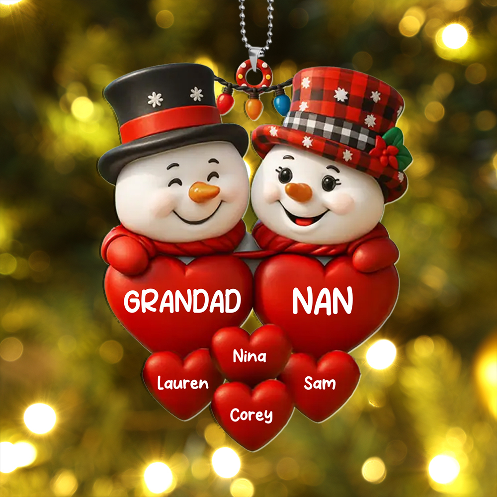 Personalised Snowmen Christmas Tree Decoration with Family Names