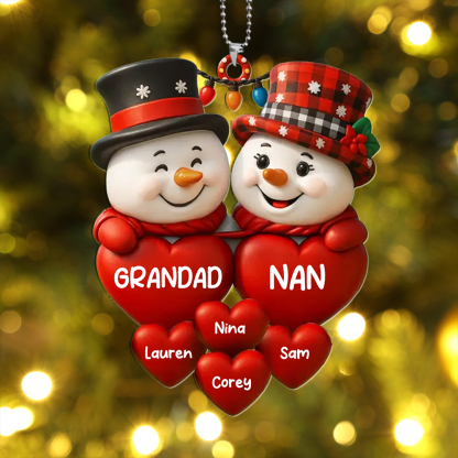Personalised Snowmen Christmas Tree Decoration with Family Names