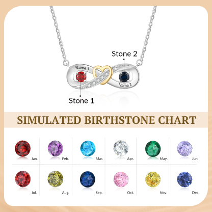 Personalised S925 Silver Infinity Birthstone Heart Necklace for Her