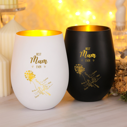 Personalized Glass Candle Holder Holding Hand Custom with 2–7 Names Best Mum Ever