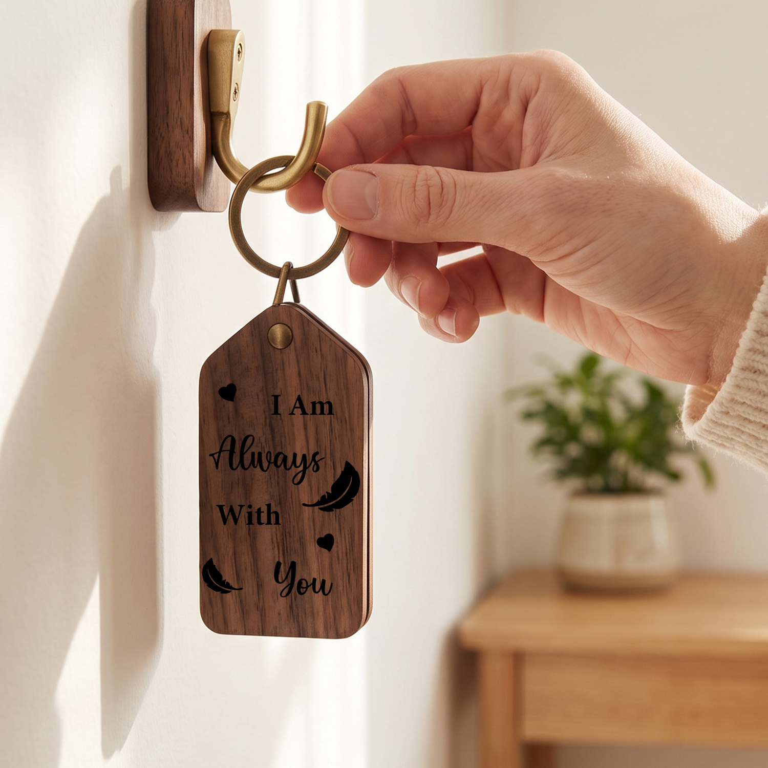 Personalised Wooden Photo Keyring Memorial Gift