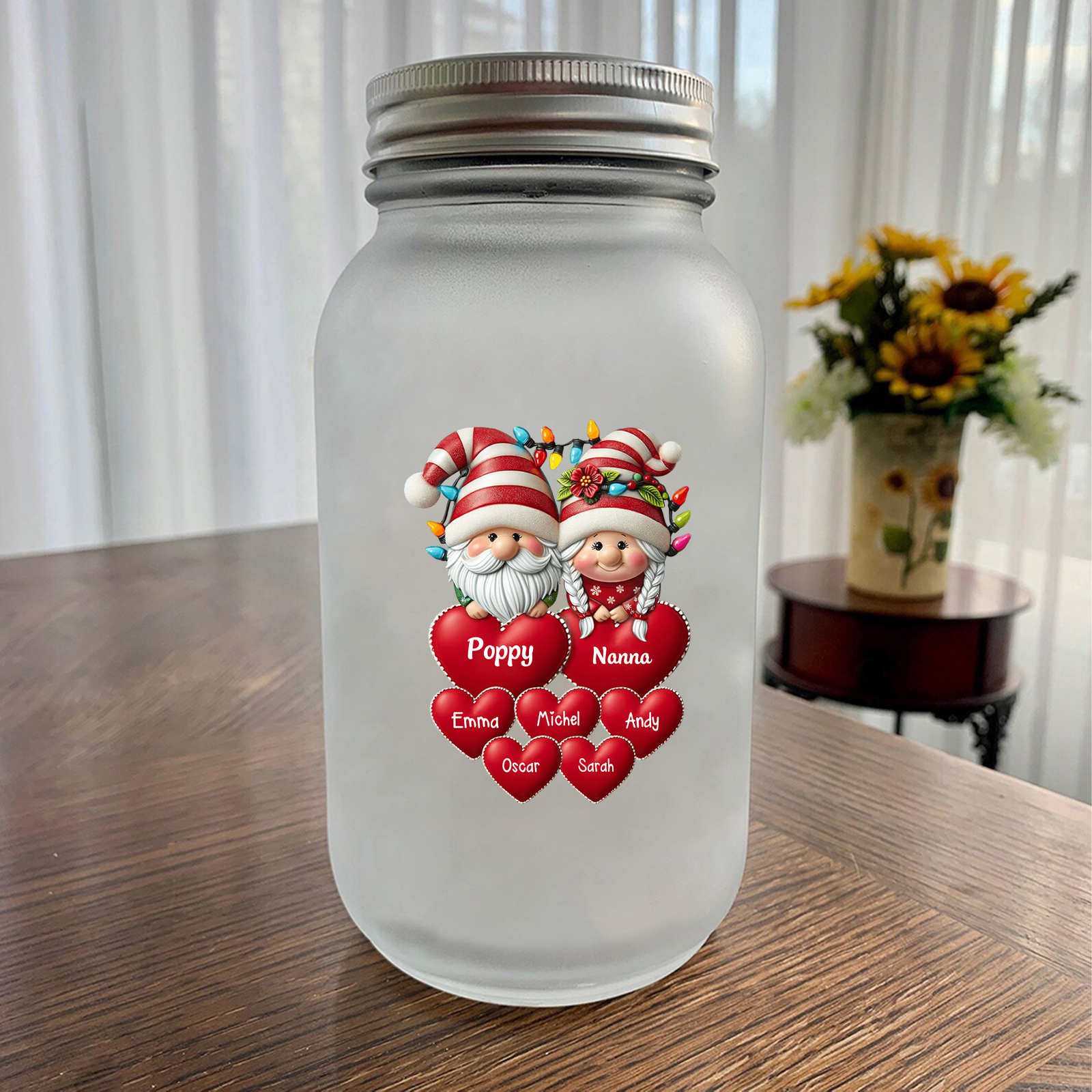 Personalised Santa Christmas Solar Mason Jar Light