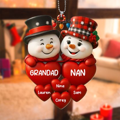 Personalised Snowmen Christmas Tree Decoration with Family Names