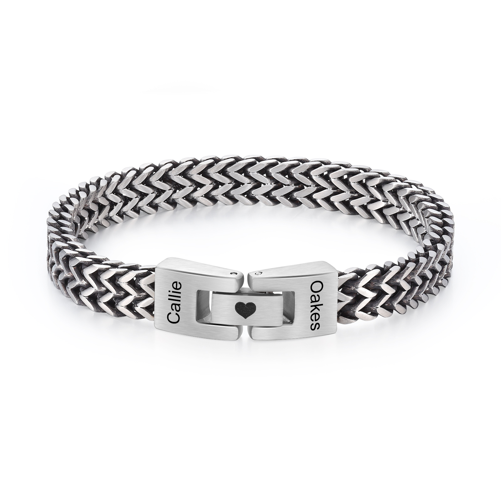 Personalised Men's Stainless Steel Cuban Link Bracelet with Name