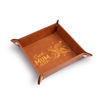 Personalised Leather Valet Tray with 2–7 Names, best Mum ever Mother's day gift