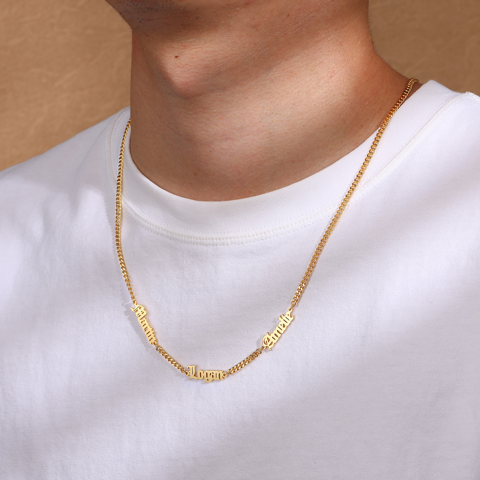 Customisable Gothic Name Necklace, 1-5 Names