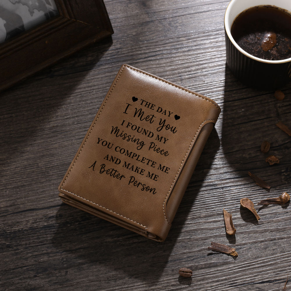 Personalised PU Leather Wallet with Names and the Message “I Love You Forever and Always” for Men