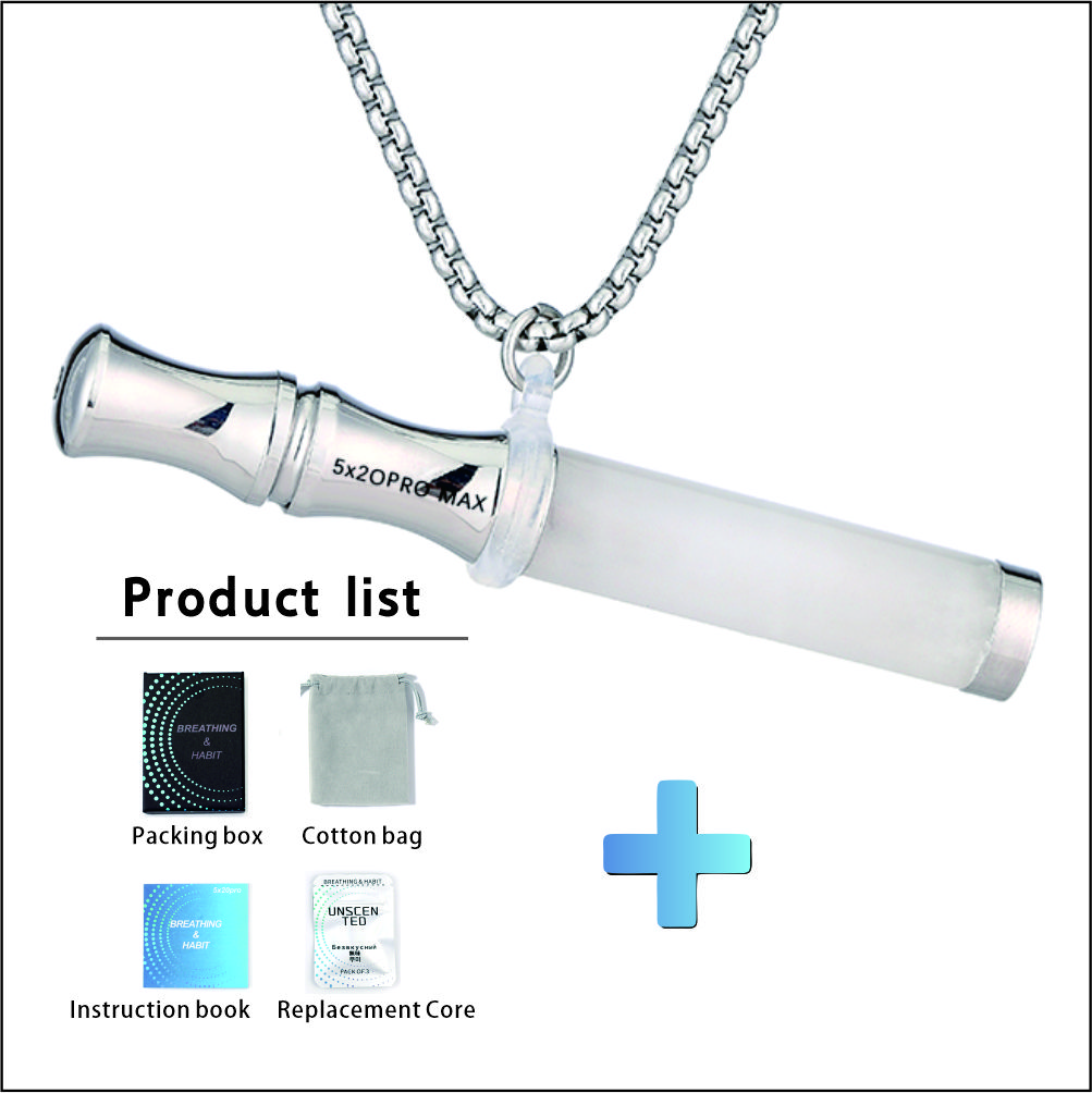 Tiger’s Eye Stone Breathing Necklace, Steel Accents