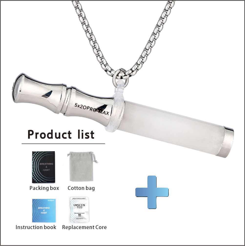 Tiger’s Eye Stone Breathing Necklace, Steel Accents