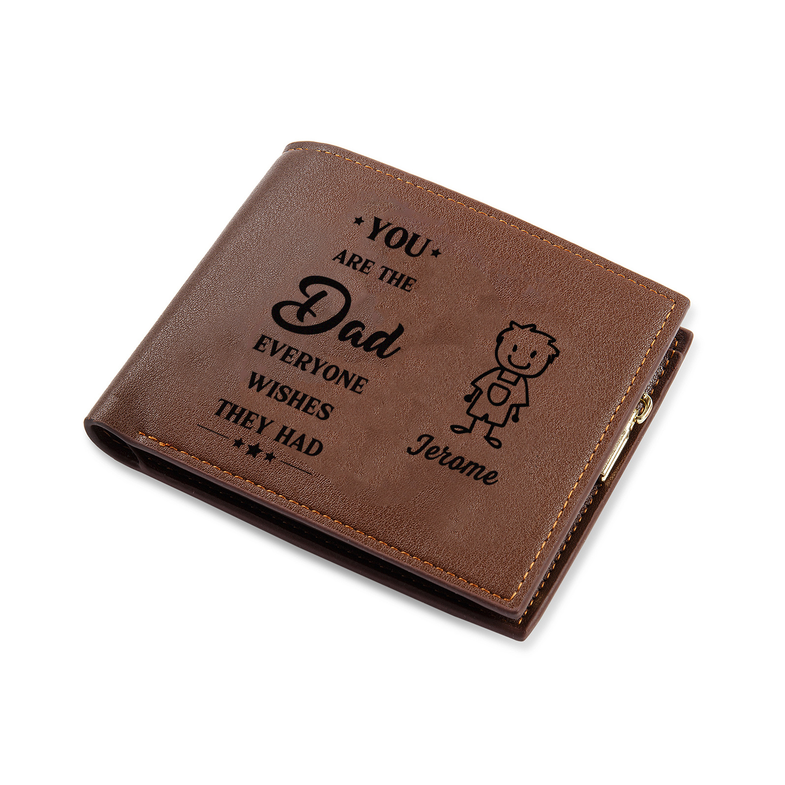 Personalised Photo Leather Dad Wallet custom 1 to 6 names Fathers Day Birthday Christmas gift for Dad from kids | Jessemade
