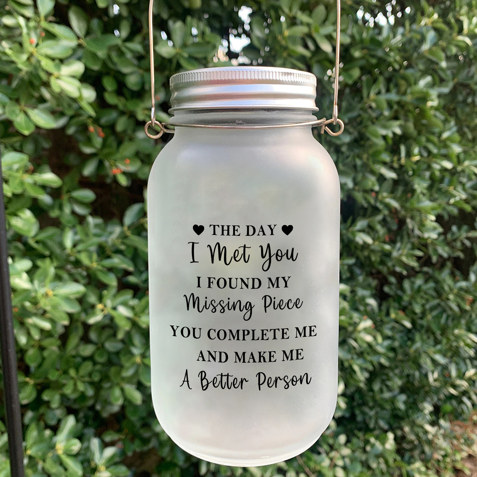 Personalised Mason Jar Light Solar Light Bottle - The day I met you