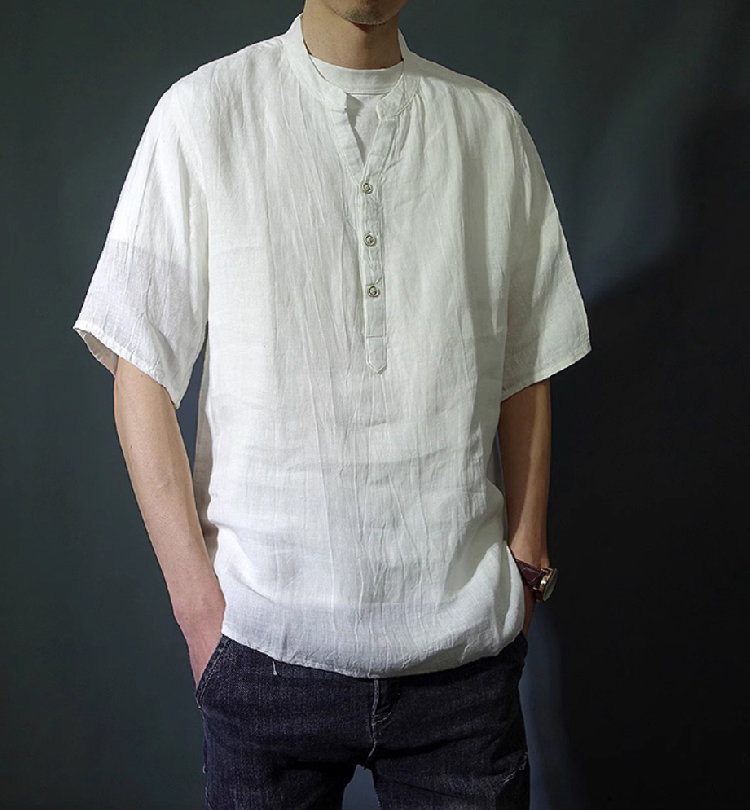 남성 플리츠 초박형 통기성 티셔츠