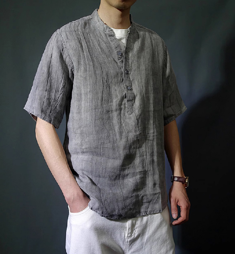 남성 플리츠 초박형 통기성 티셔츠