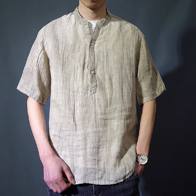 남성 플리츠 초박형 통기성 티셔츠