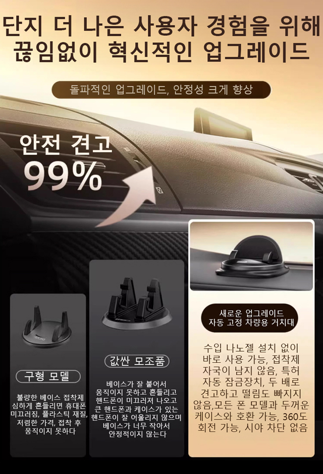 360도 회전 손떨림 방지 차량용 거치대