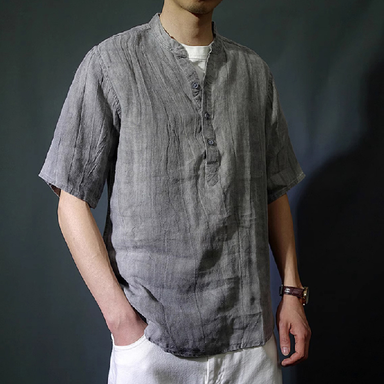 남성 플리츠 초박형 통기성 티셔츠
