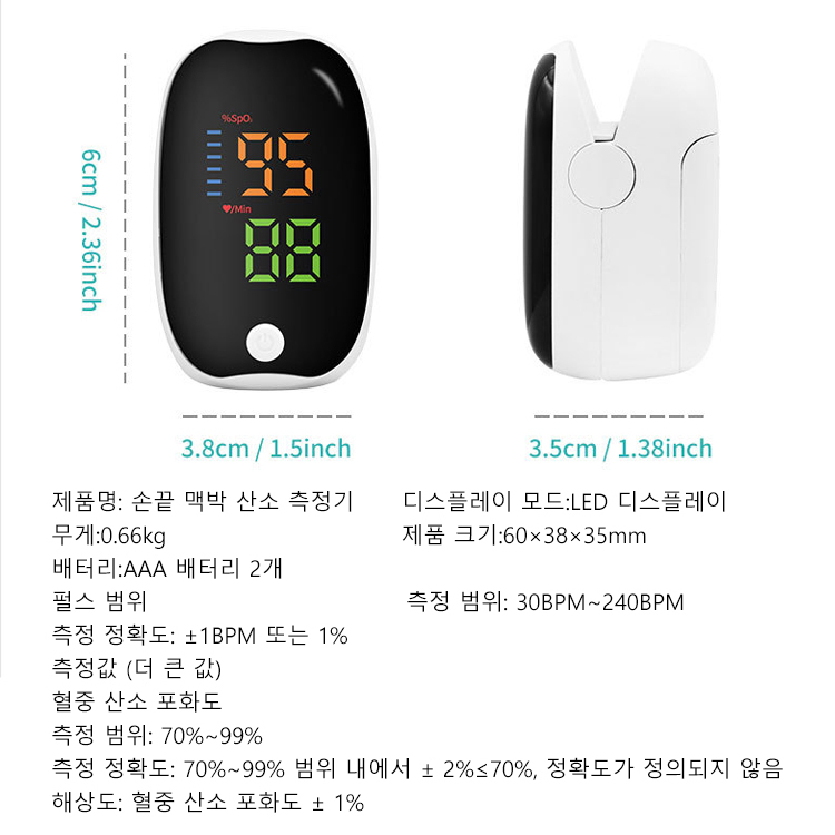 핑거 클립형 가정용 산소 측정기