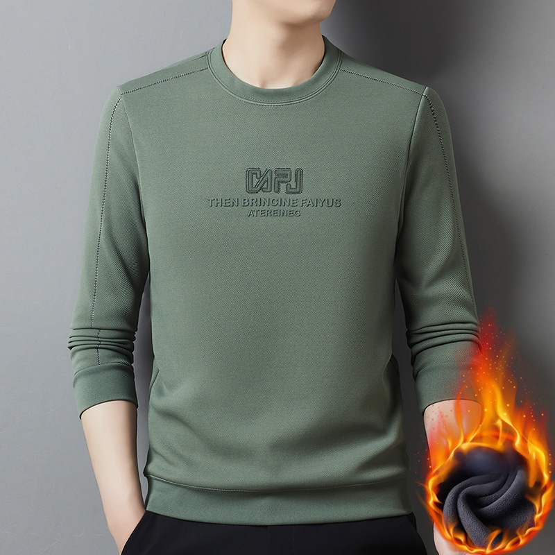 남성 겨울용 기모 라운드넥 니트티