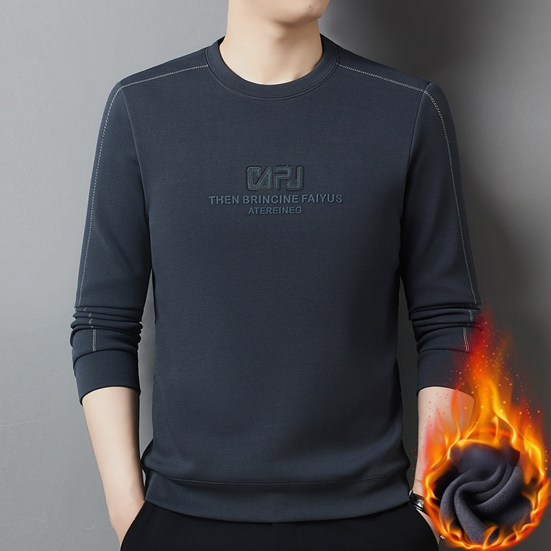 남성 겨울용 기모 라운드넥 니트티
