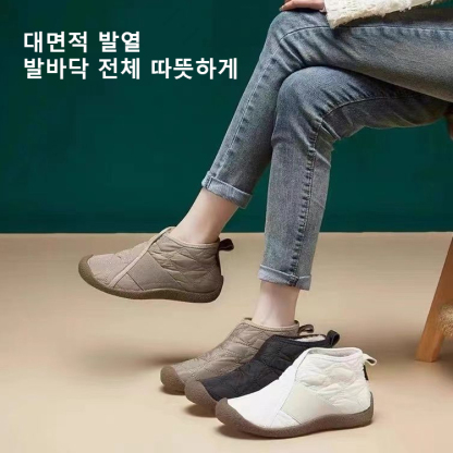 【영하 15도에도 발이 시리지 않는】기모 안감 면 슬립온